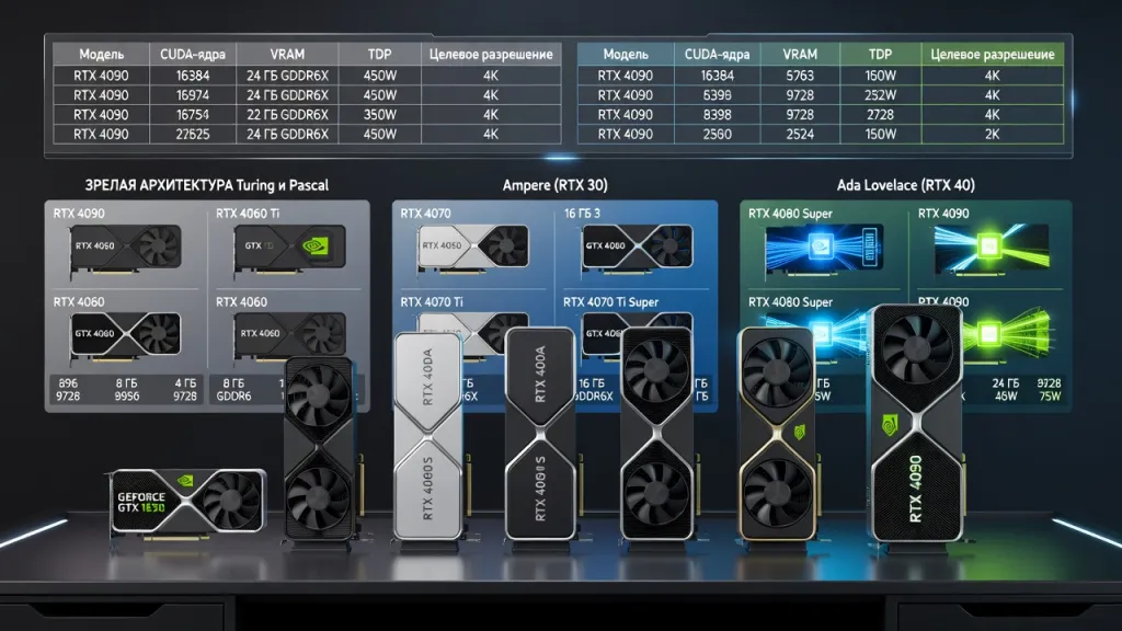 Линейка видеокарты NVIDIA: сравнение моделей, цен и производительности